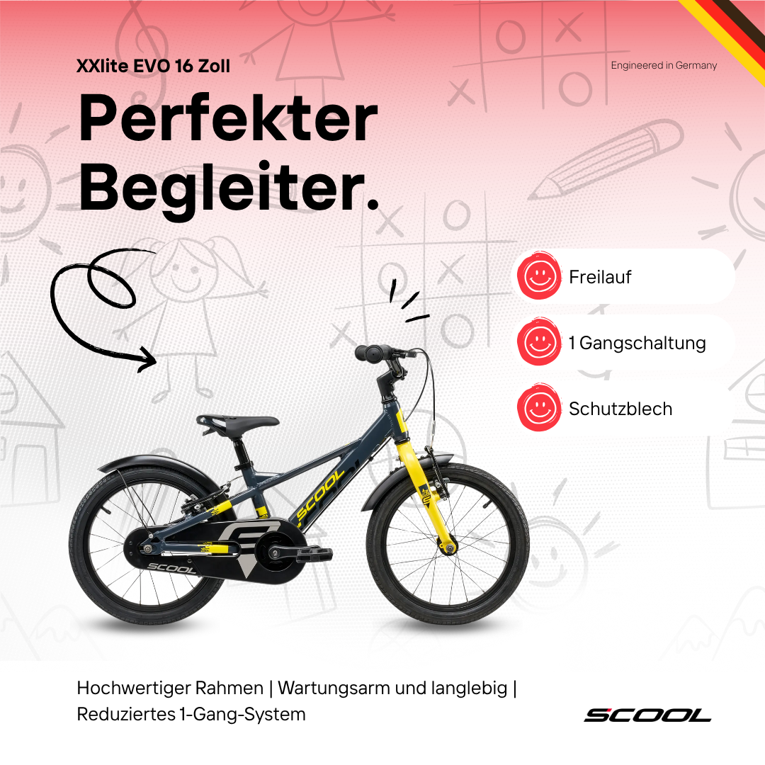 Kinderfahrrad - S'COOL XXlite EVO 16 Zoll 1-Gang | ab 4 Jahre