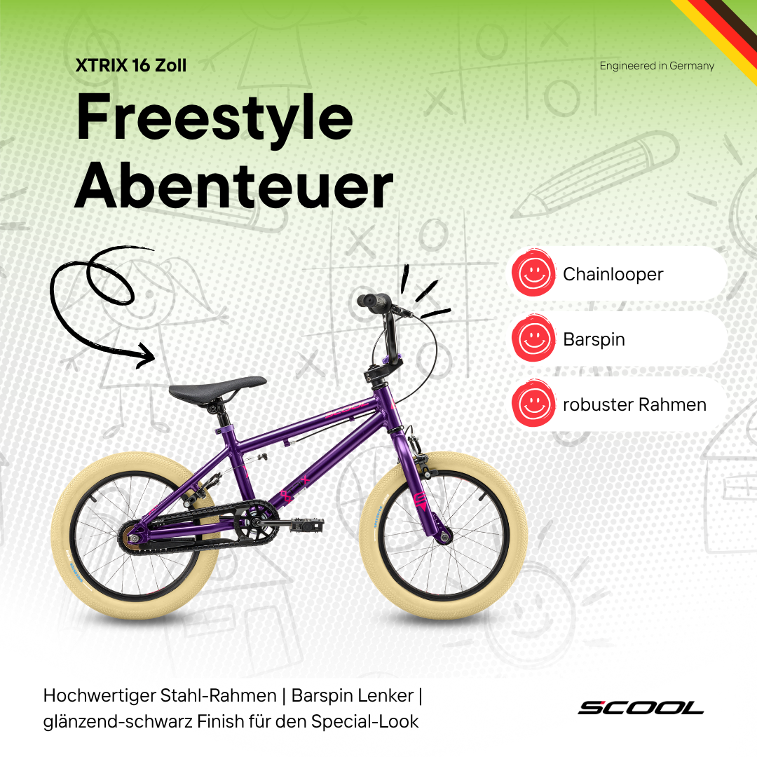 Kinderfahrrad - S'COOL XtriX mini 16 Zoll 1-Gang BMX | ab 4 Jahre