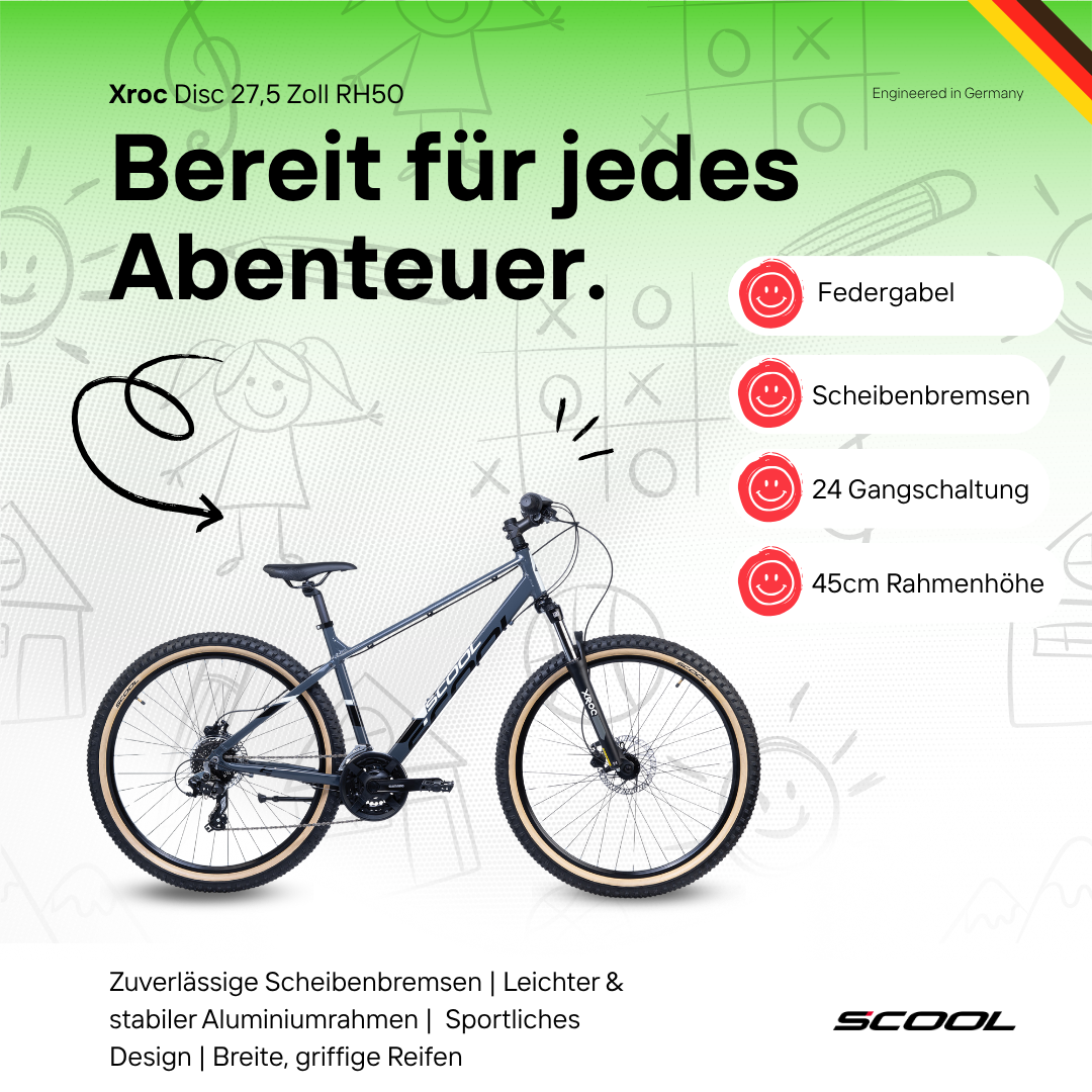 Kinderfahrrad - S'COOL Xroc Disc 27,5 Zoll 24-Gang