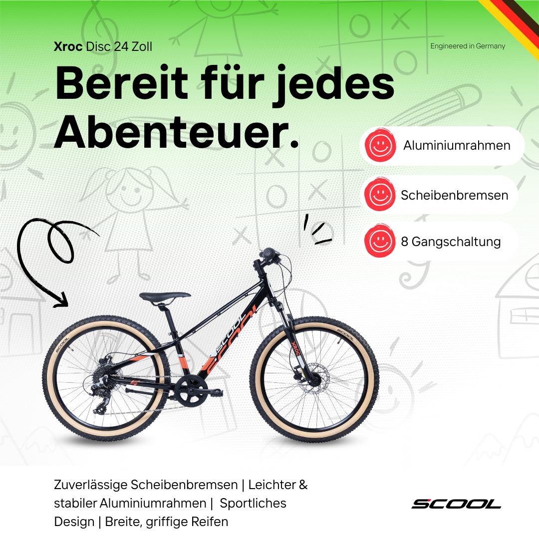 Kinderfahrrad - S'COOL Xroc Disc 24 Zoll 8-Gang