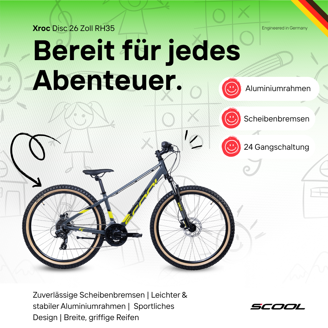 Kinderfahrrad - S'COOL Xroc Disc 26 Zoll 24-Gang