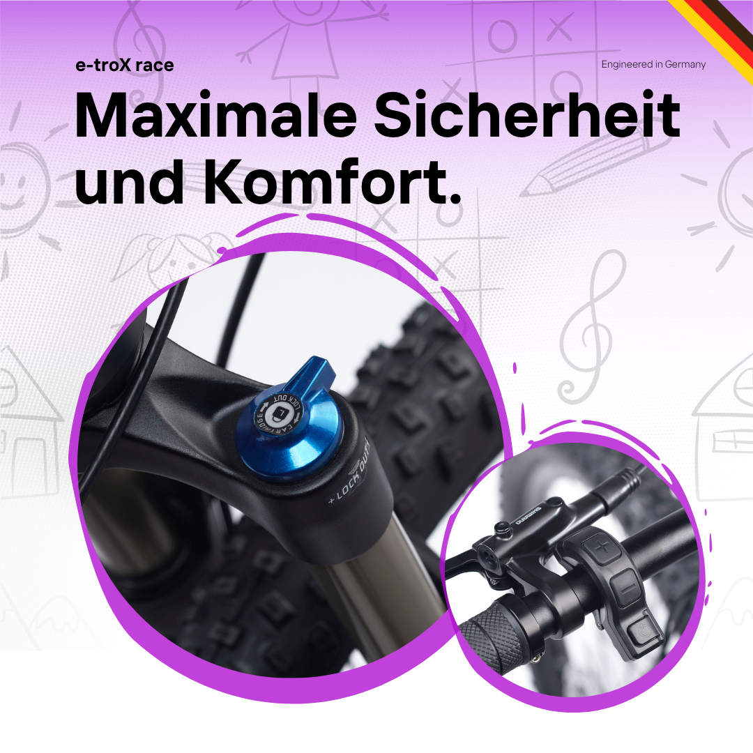 E-Kinderfahrrad - e-troX race 24 Zoll 9-Gang