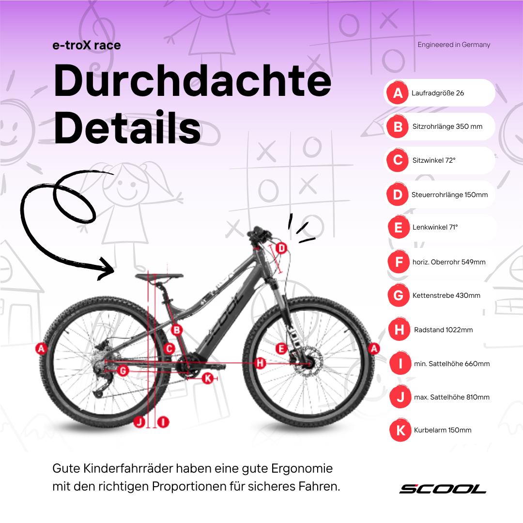 E-Kinderfahrrad - e-troX race 26 Zoll 9-Gang