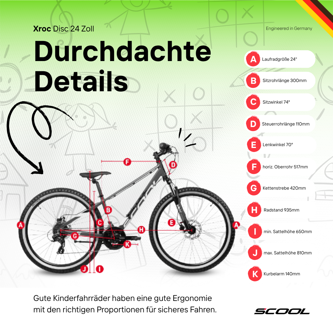 Kinderfahrrad - S'COOL Xroc Disc 24 Zoll 8-Gang
