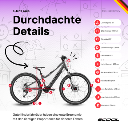 E-Kinderfahrrad -  e-troX race 24 Zoll 9-Gang
