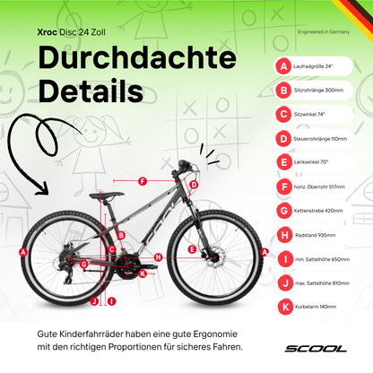 Kinderfahrrad - S'COOL Xroc Disc 24 Zoll 8-Gang