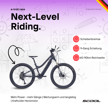 E-Kinderfahrrad -  e-troX race 24 Zoll 9-Gang